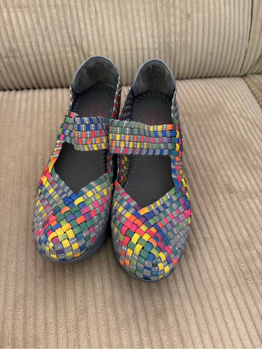 St. John’s Bay Size 6.5 Women Wedge Rainbow Weave Slip On Shoes Karma Mary Jane